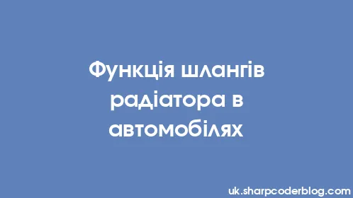 Функція шлангів радіатора в автомобілях - Thumbnail