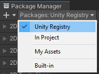 Реєстр менеджера пакетів Unity